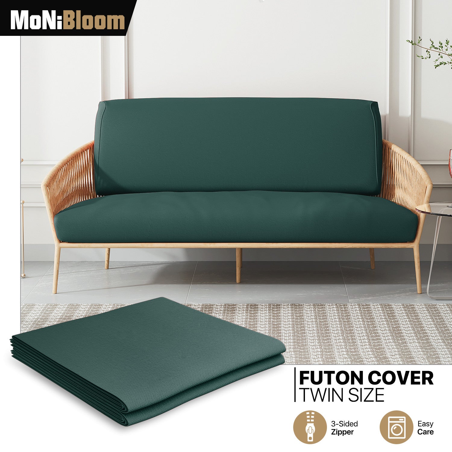 Hunter Green Twin Size Slipcover Stretch Futon Cover Wa