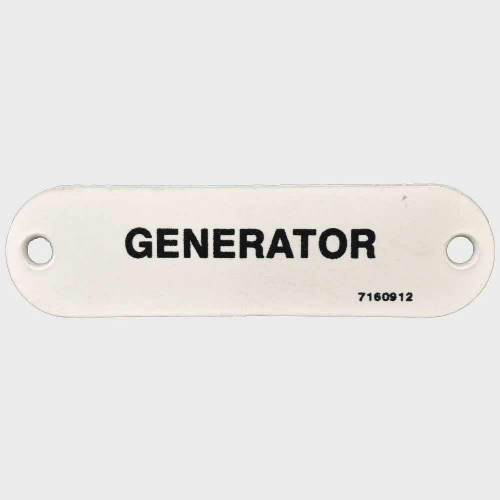 Carver Boat Generator Label White Plastic by Carver