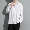 Regular Fit Men's Lapel Shirt Polyester Fabric