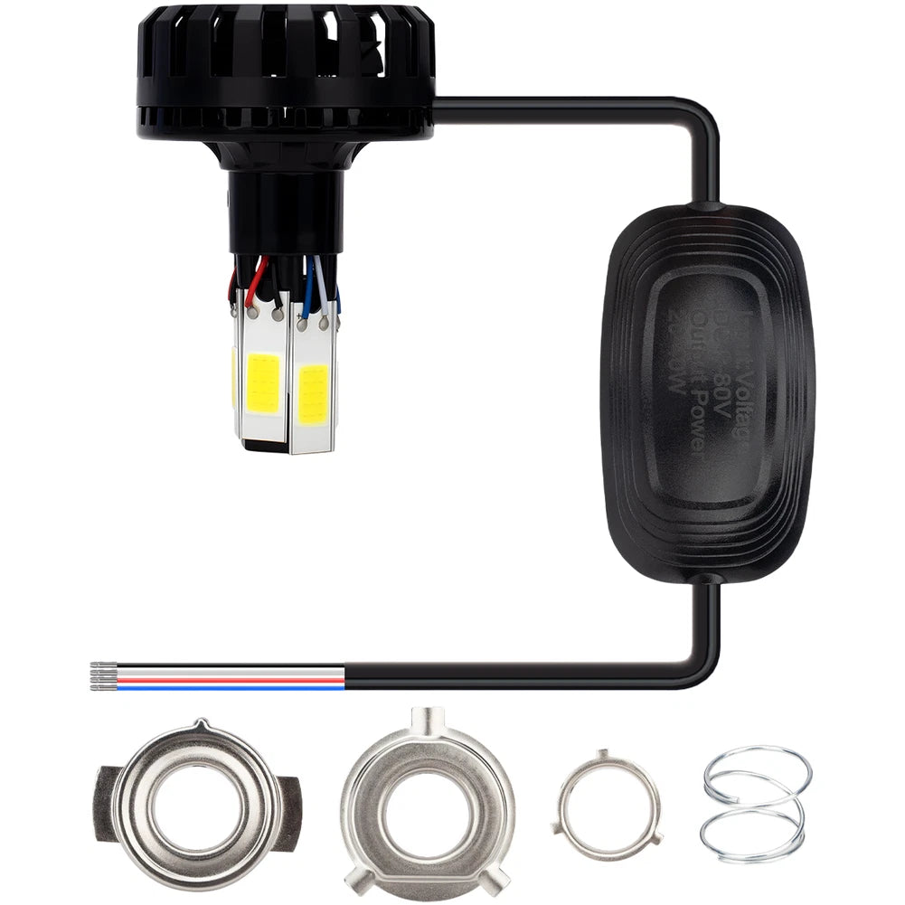 12V Motorcycle Cob Led Headlight White 6 Sides | Hook & Hull Co