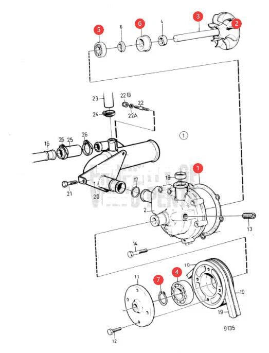 Circulation Pump Repair Kit for Volvo Penta AD41/AQAD40/AQAD41/D41