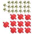 Red Inline Fuel Filter with Hose Clamps
