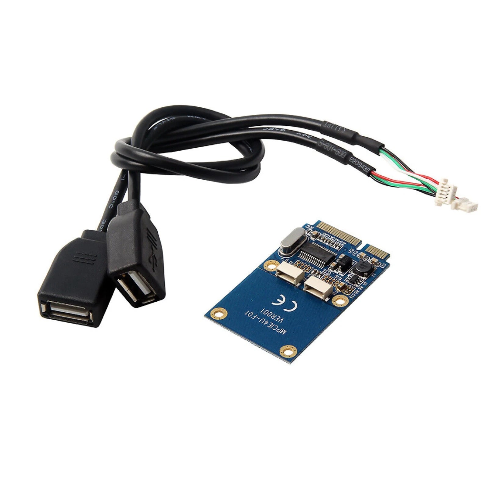 1pack Mini Pci-e Pci Express To 5 Pin Dual Usb 2.0 Adapter Riser Card