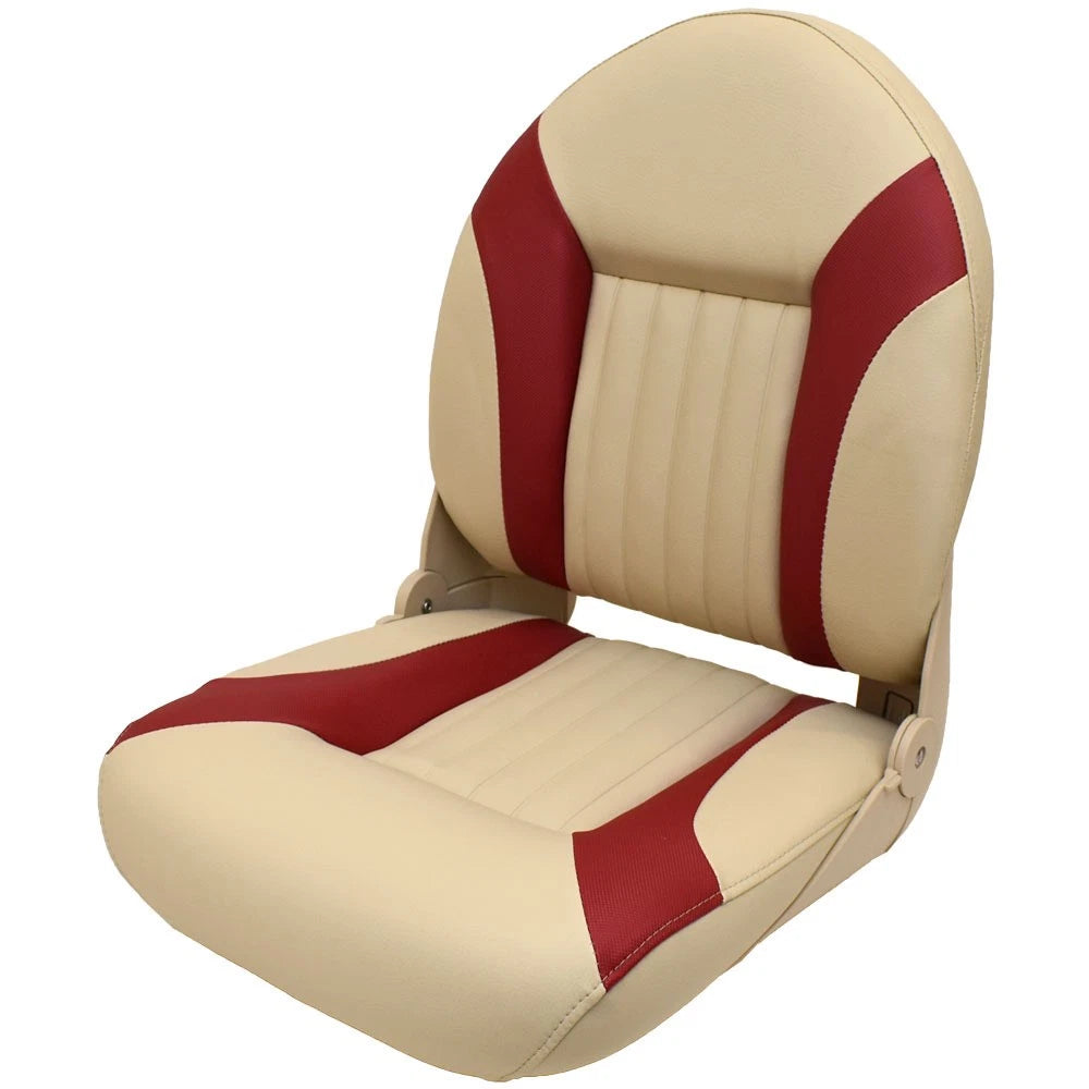 Tempress Boat Folding Fishing Seat 54536 | G3 High Back Khaki Red