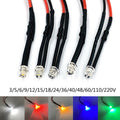 Flat 3mm 5mm Top LED Pre-Wired