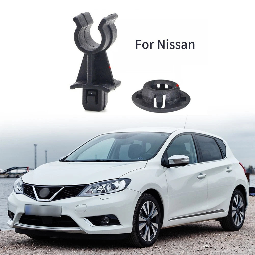 For 2 Pcs Black Plastic Car Hood Prop-rod Support Clamp Grommet Clips