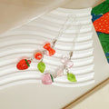 Red Strawberry Leaf Phone Chain Keychain