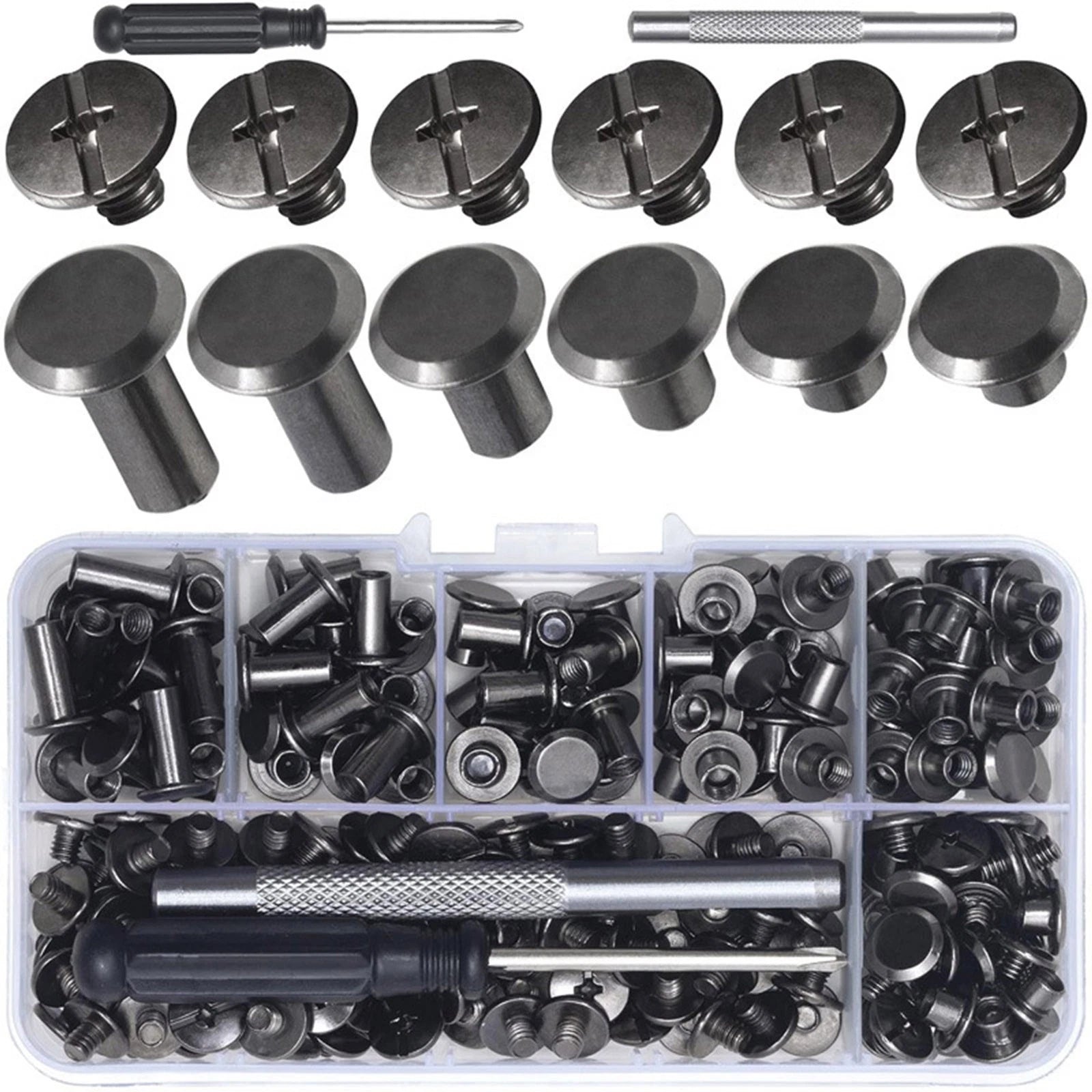 110set/pack No-pattern 6 Sizes Chicago Screws For Home Diy Leather