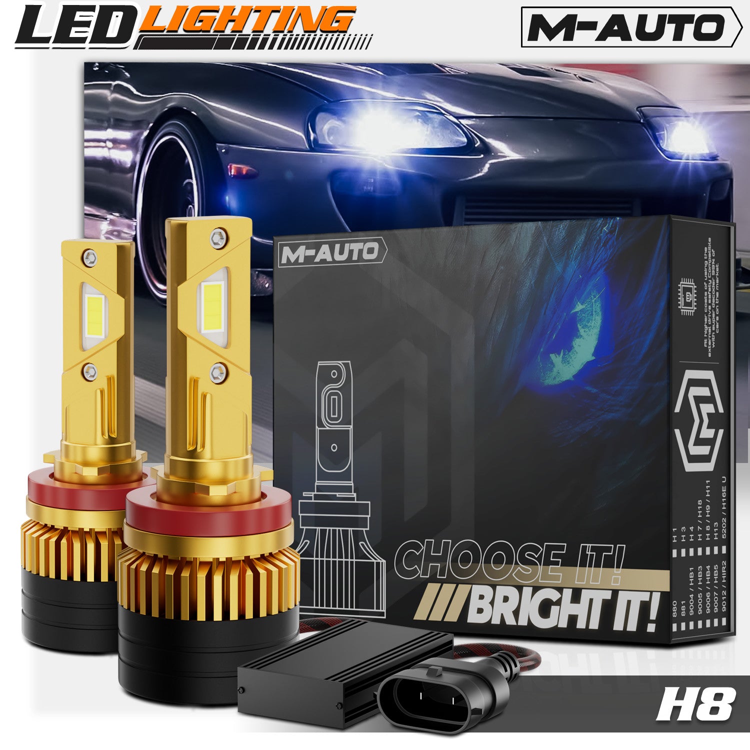 2x H8 6500K White LED Headlight Bulbs