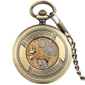 Mens Luxury Vintage Mechanical Alloy Skeleton Roman Numeral Pocket