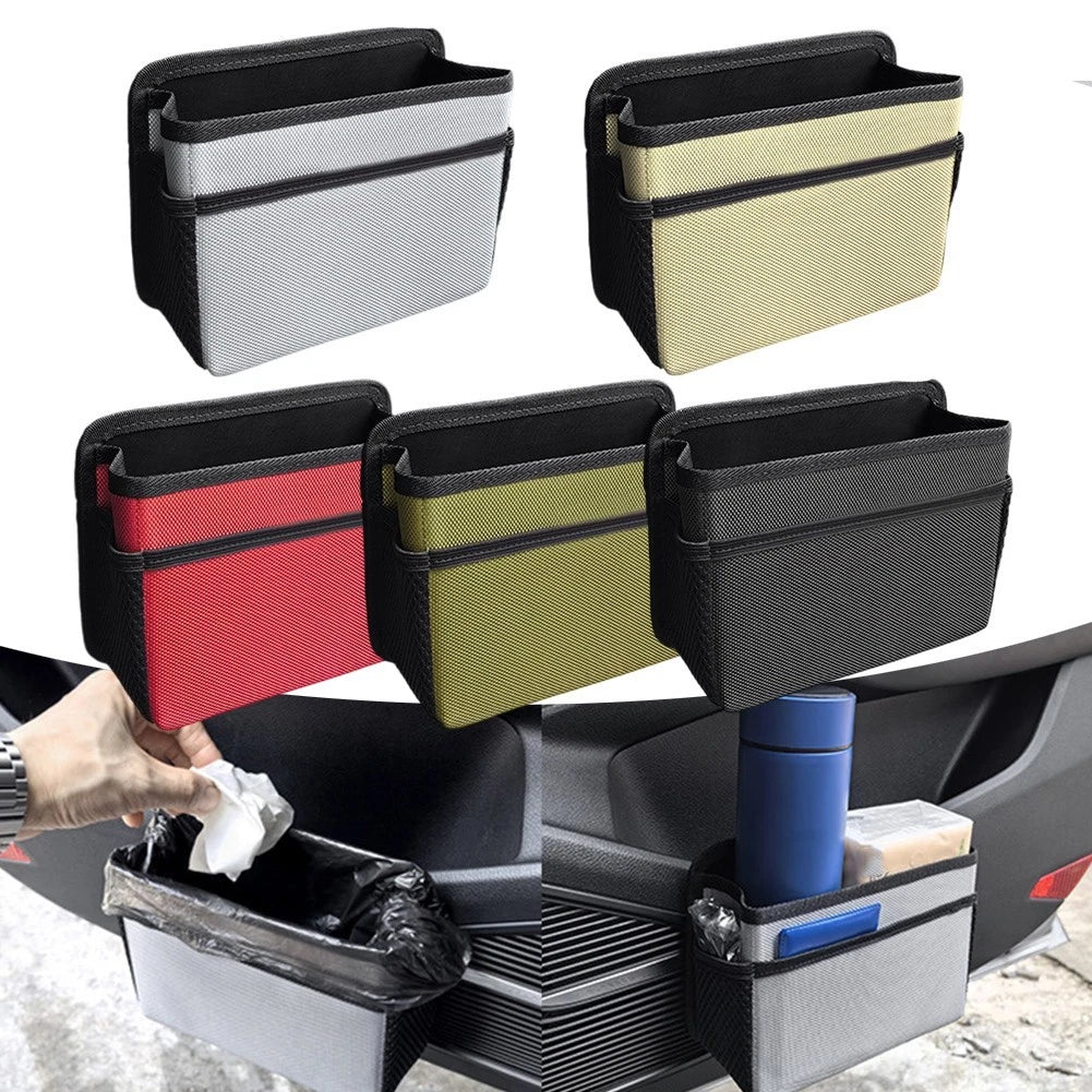 Car Door Storage Box Foldable Trash Can With Pu Leather For Seat Back