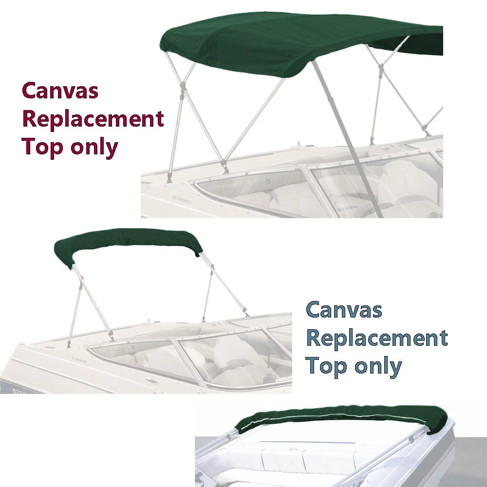 Bimini Top Canvas Green Fabric With Boot Fits 3 Bow 72"l 36"h