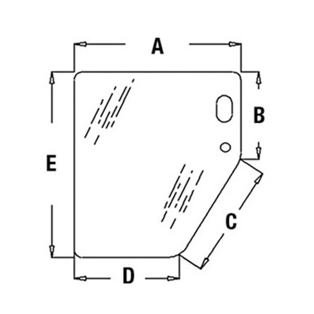 T133336 Fits John Deere Lower Door Glass (Lh) For Models 300d, 310d,