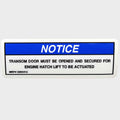 Sea Ray Boat Notice Decal Transom Door by Sea Ray