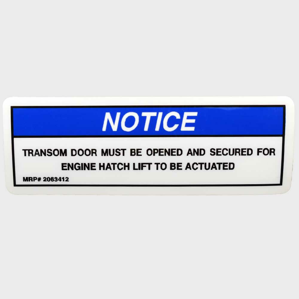 Sea Ray Boat Notice Decal Transom Door by Sea Ray