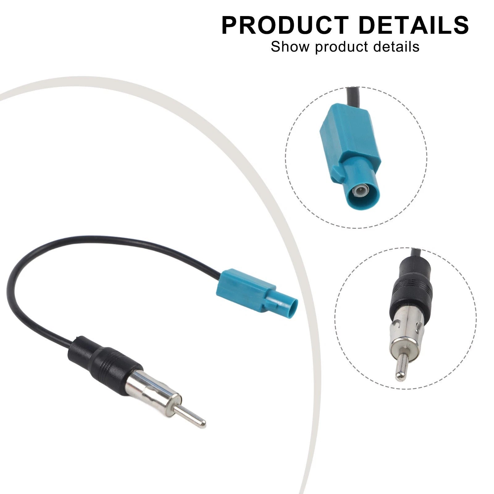 Dab Car Radio Adapter Cable Z Male To Din 15cm Easy Connection