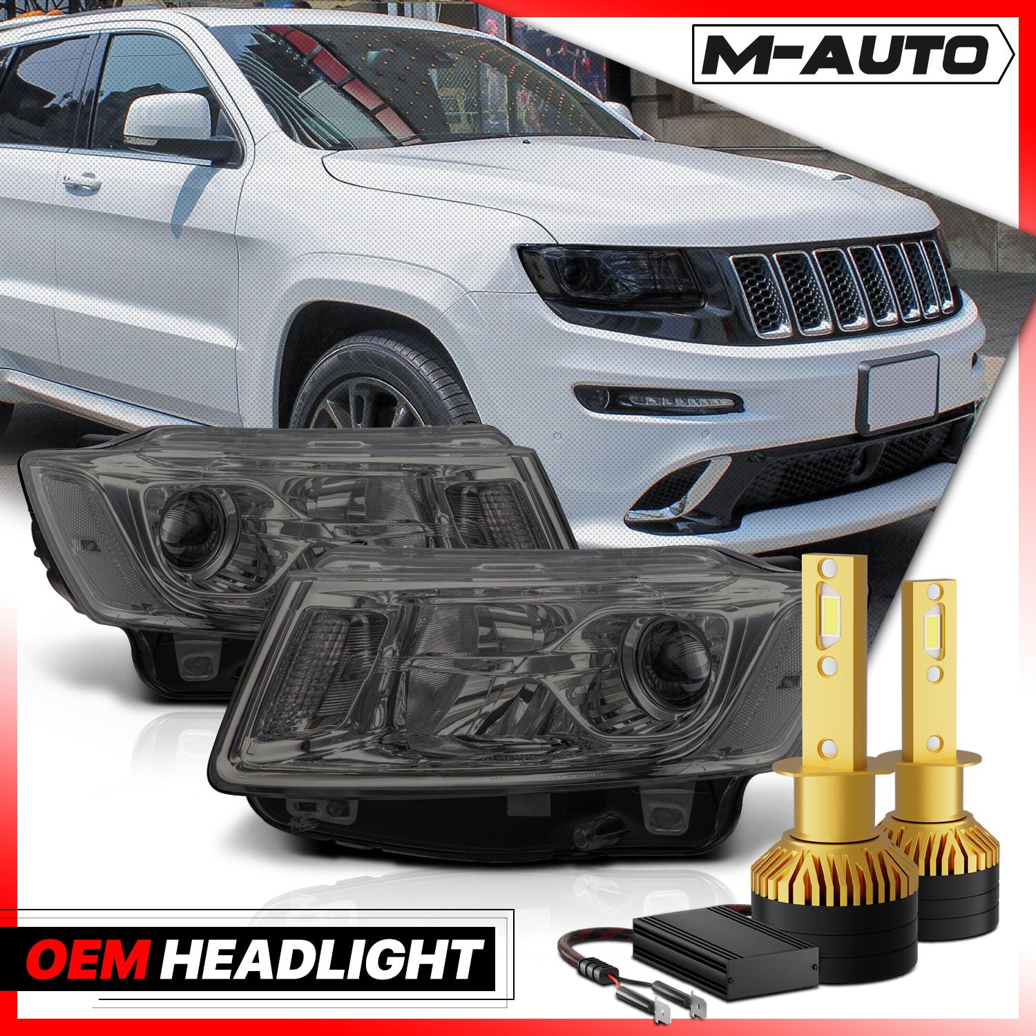 Chrome Headlight with LED for Grand Cherokee