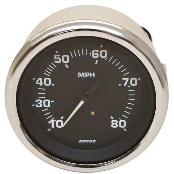 Beede Boat Speedometer Gauge 4 1/2 Inch Silver Black by Beede