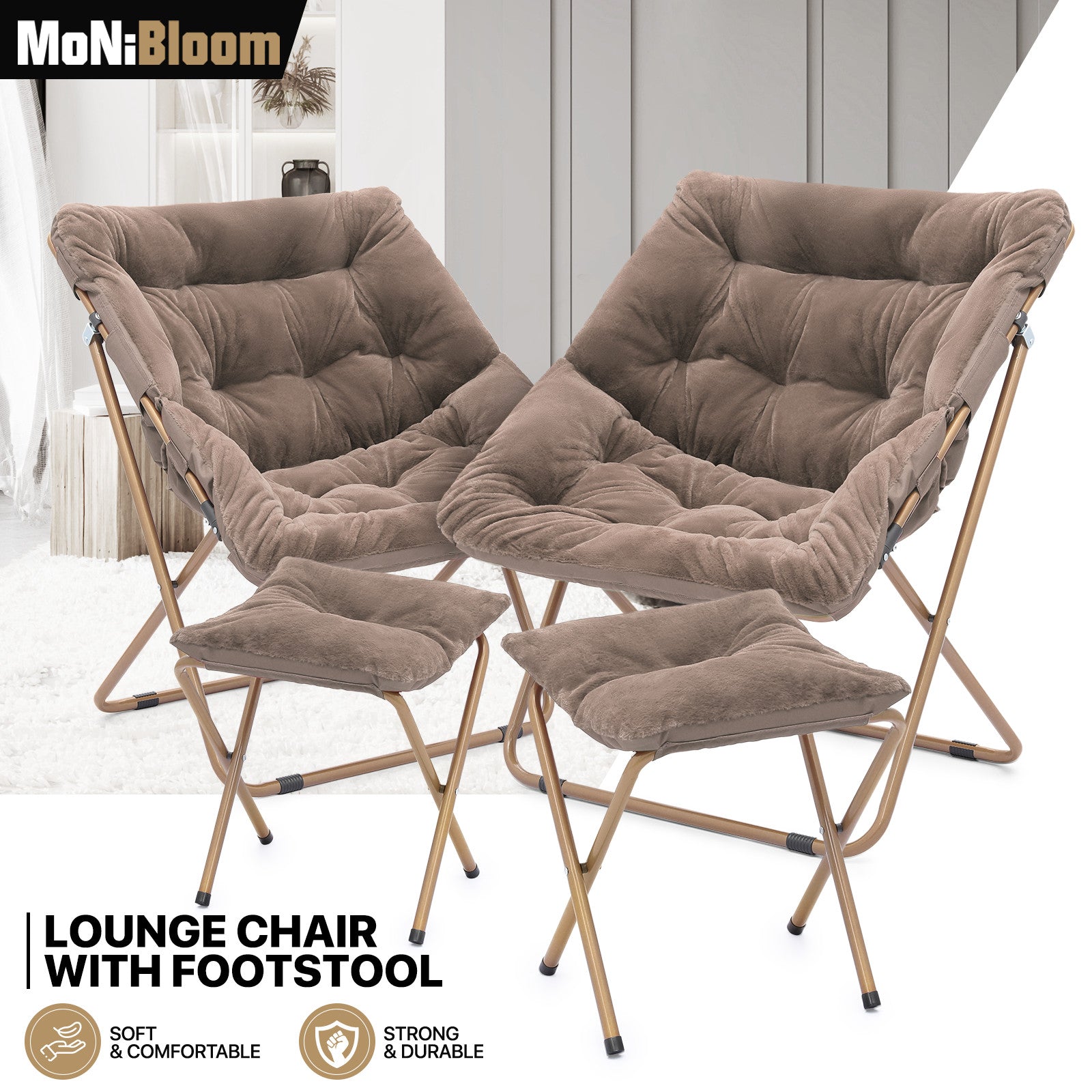 Folding Saucer Chair with Footrest