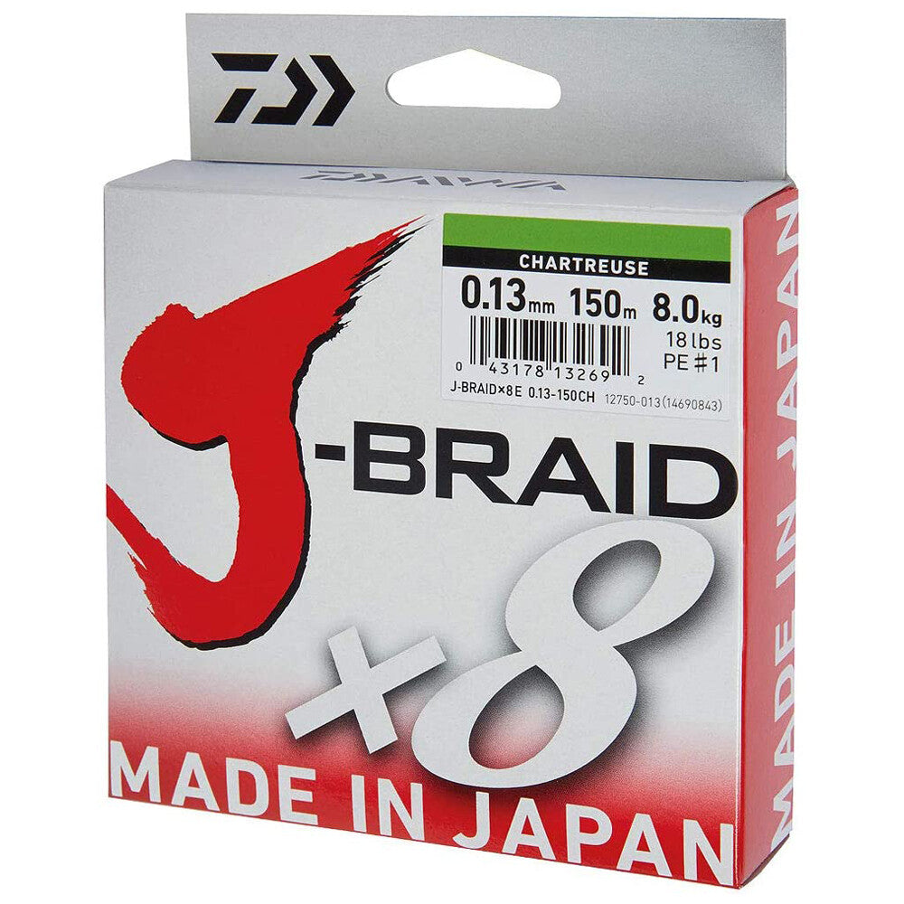 Daiwa J Braid X8 150M Chartreuse by Daiwa