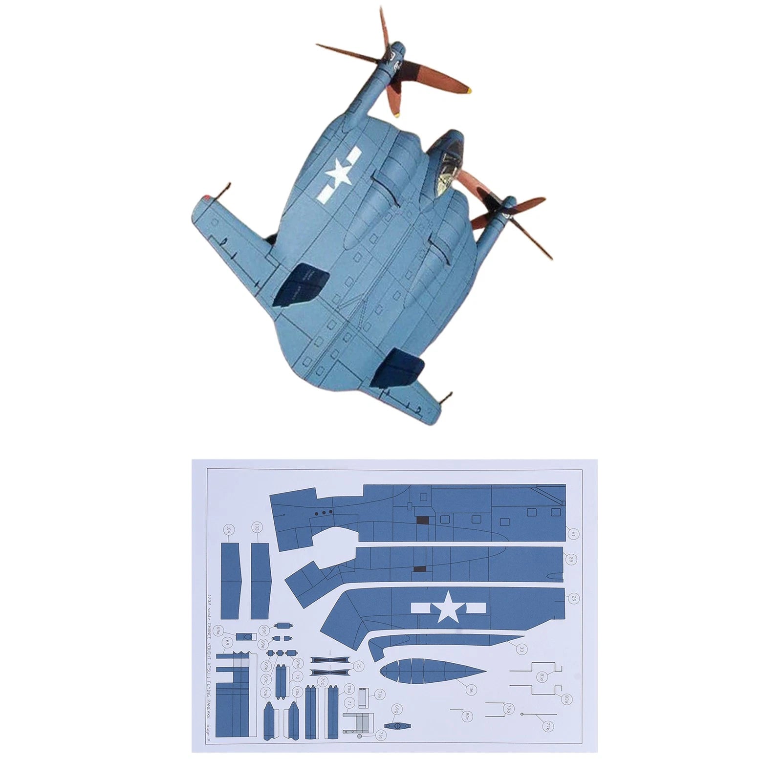 Diy 1/32 American Xf5u-1 Flying Pancake Fighter Paper Model Puzzle