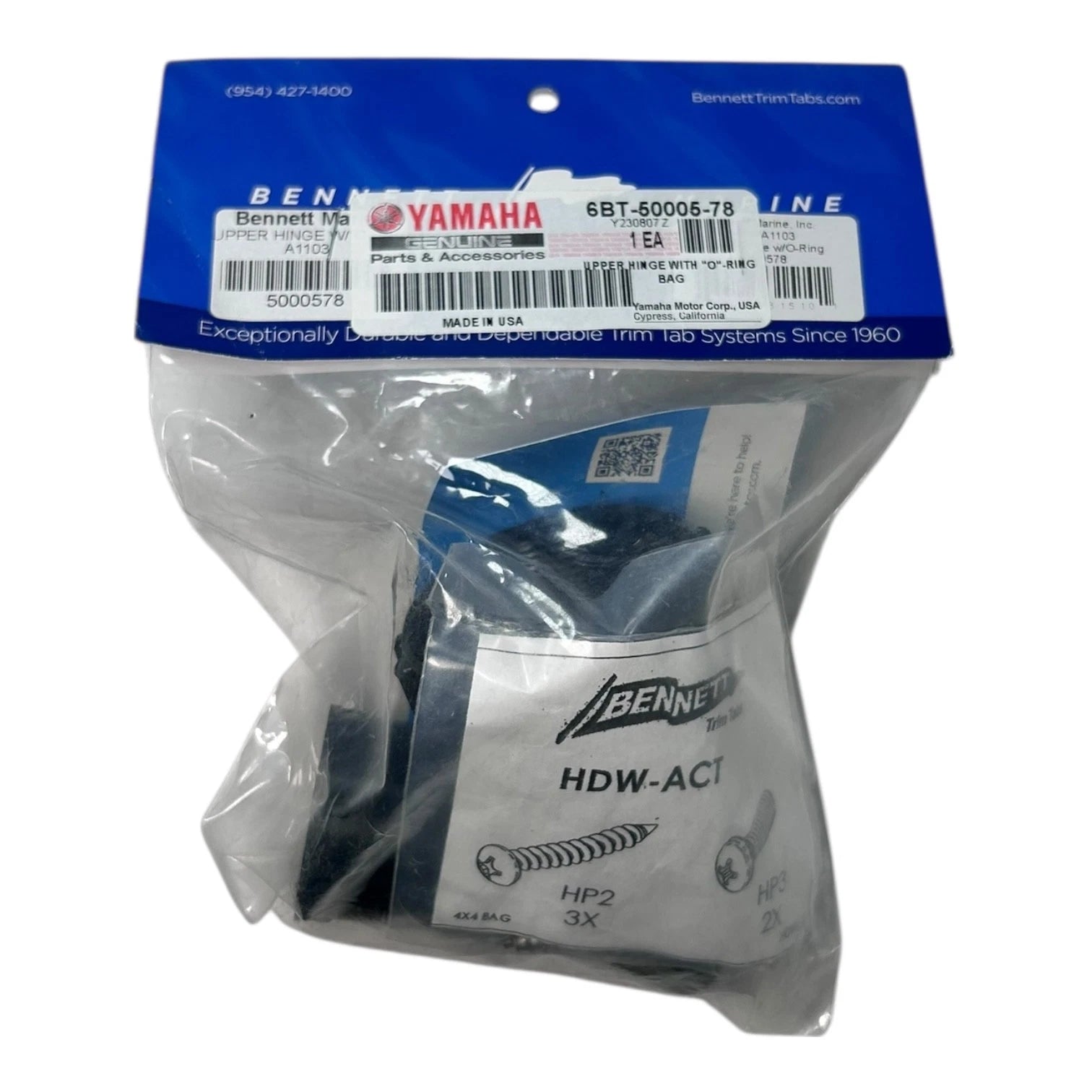 Bennet Marine A1103, Trim Tab Actuator Upper Hinge With O-ring, Oem -