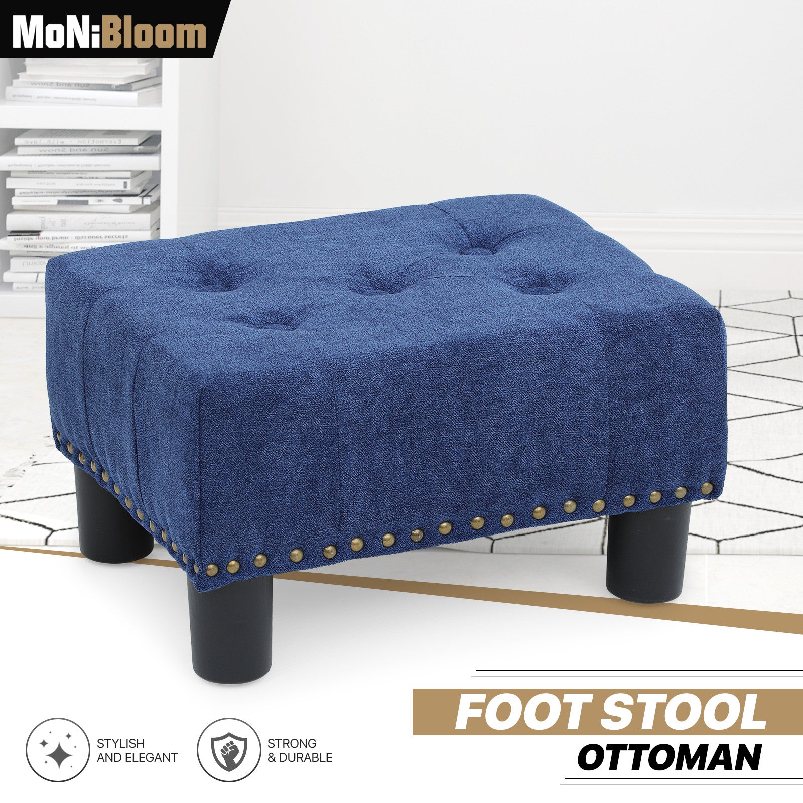Navy Blue 15" Ottoman Lift Top Footstool
