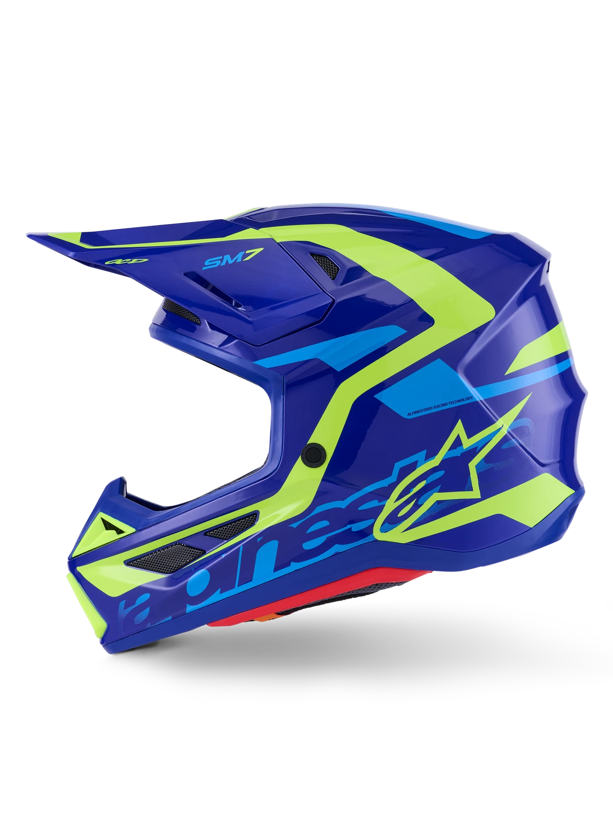 Alpinestars Sm7 Deed Offroad Helmet Xl Blue/yellow Fluo Glossy