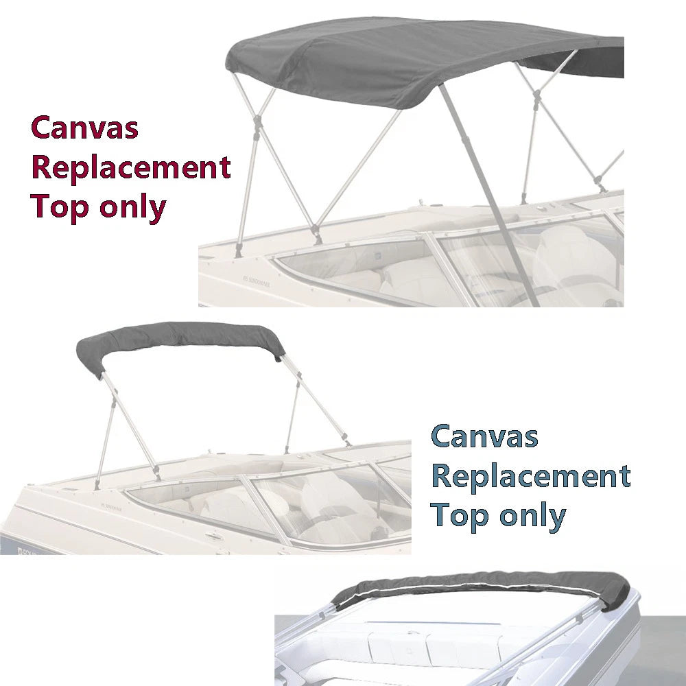 Bimini Top Canvas Fabric Gray With Boot Fits 3 Bow 72"l 46"h 54"-60"w