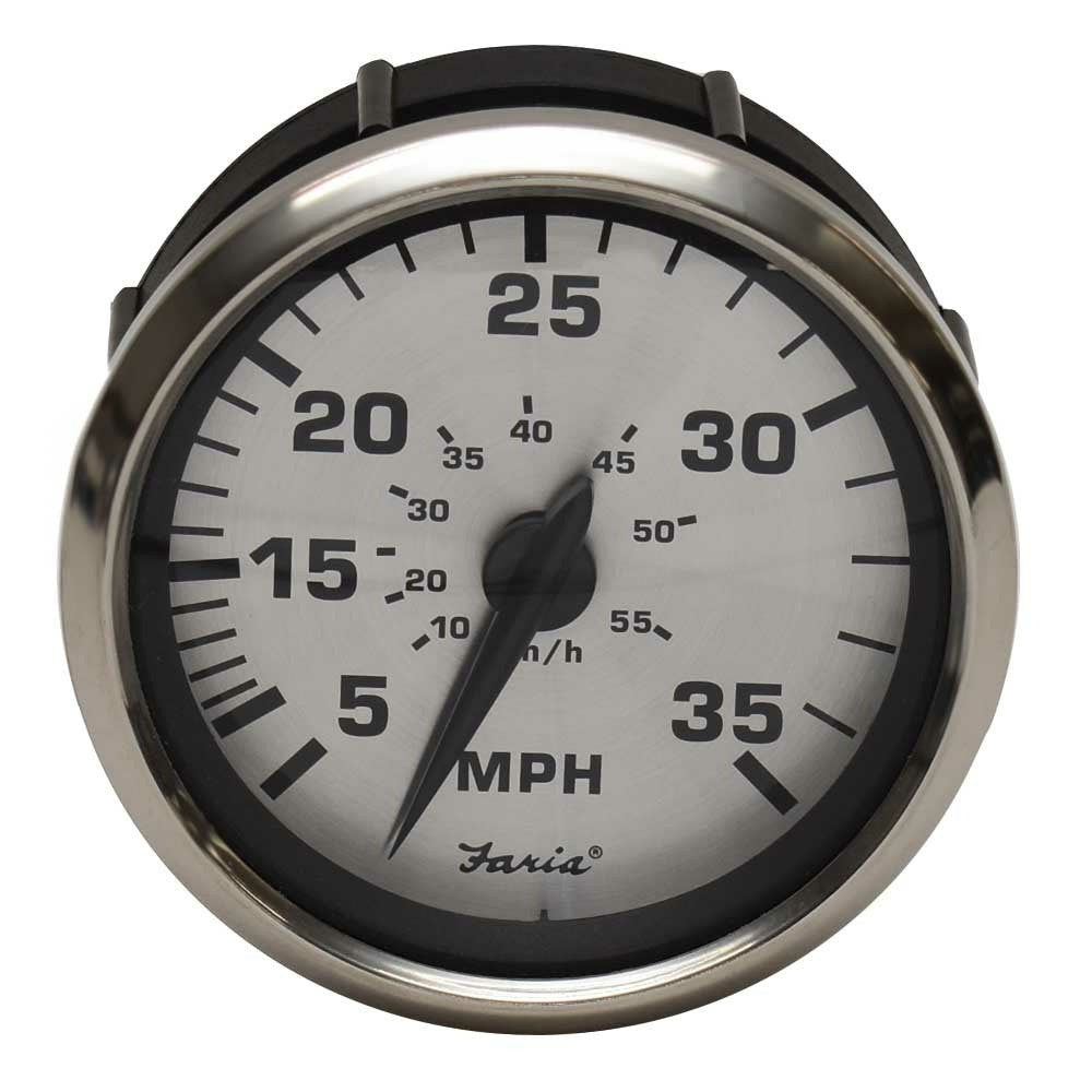Faria Boat Speedometer Gauge SEK053A | Spun Silver 35 MPH 3 7/8 InchOp