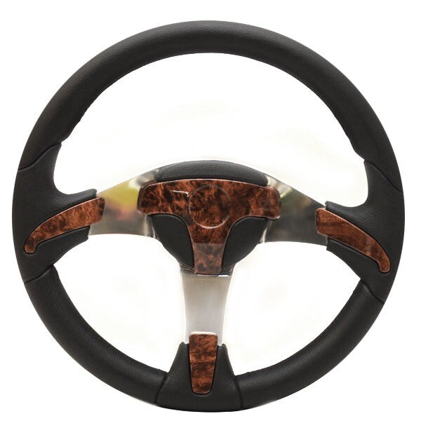 UFlex Boat Steering Wheel 140352 Gorgona 13 3/4 Inch Black Woodgrain by UFlex