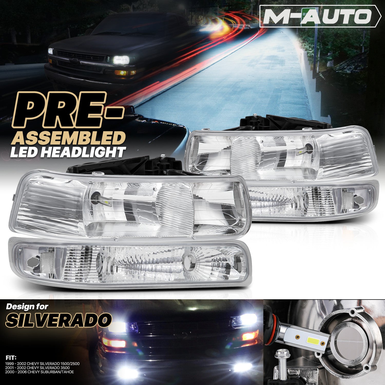 Chrome Headlight Set for 1999-2006 Silverado