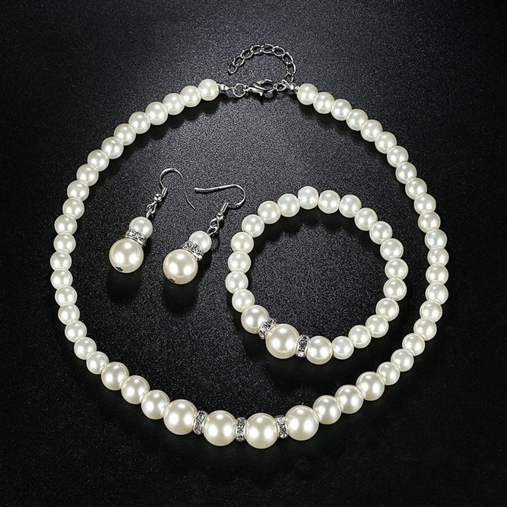 Pearl Jewelry Set Women Bracelet Electroplated
