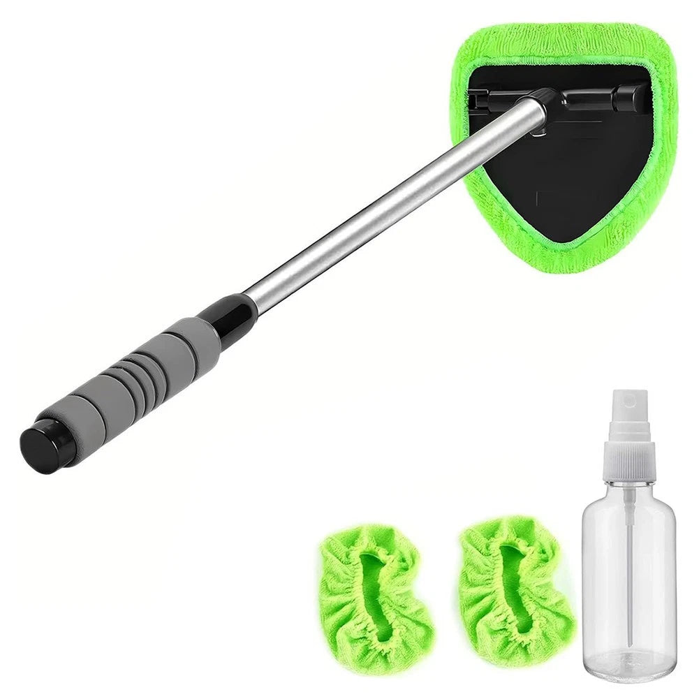 Extended Reach Window Cleaner Tool With Dual Fabric Covers For All