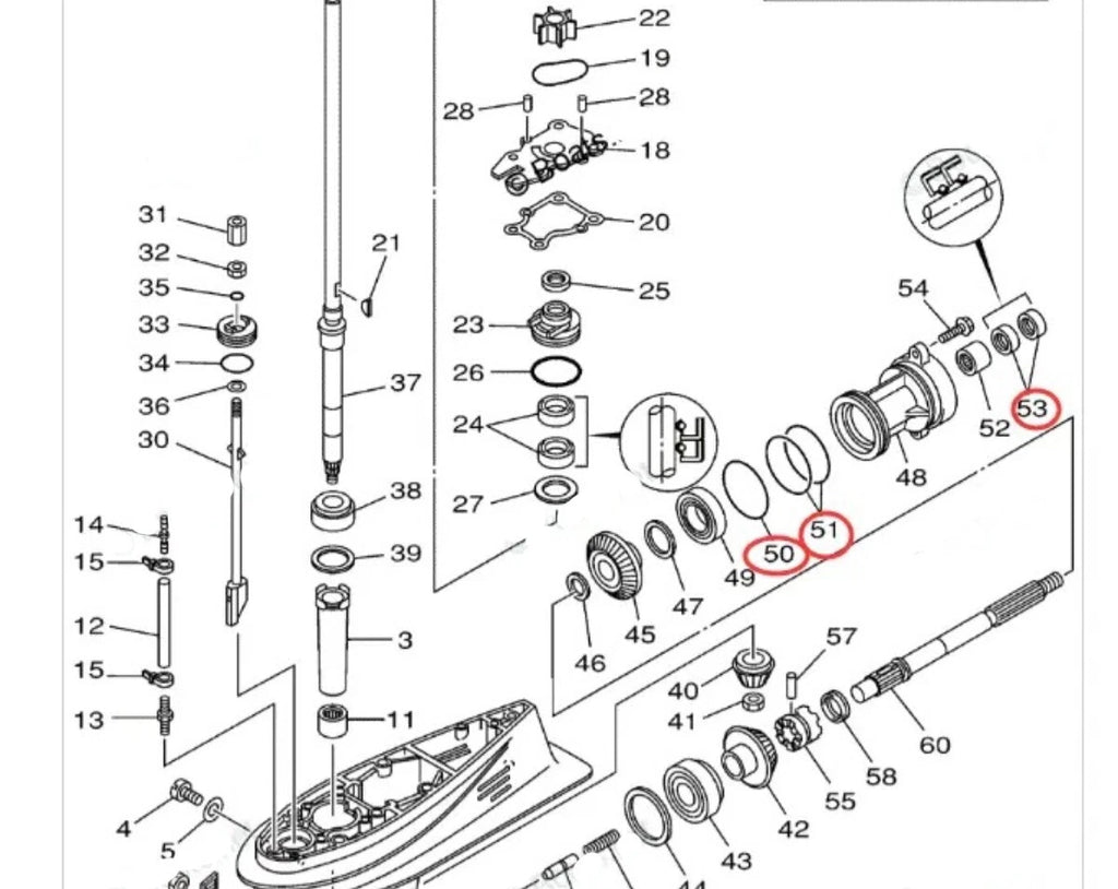 Yamaha Outboard Lower Unit Oil Seal O-ring for 40-60HP Models