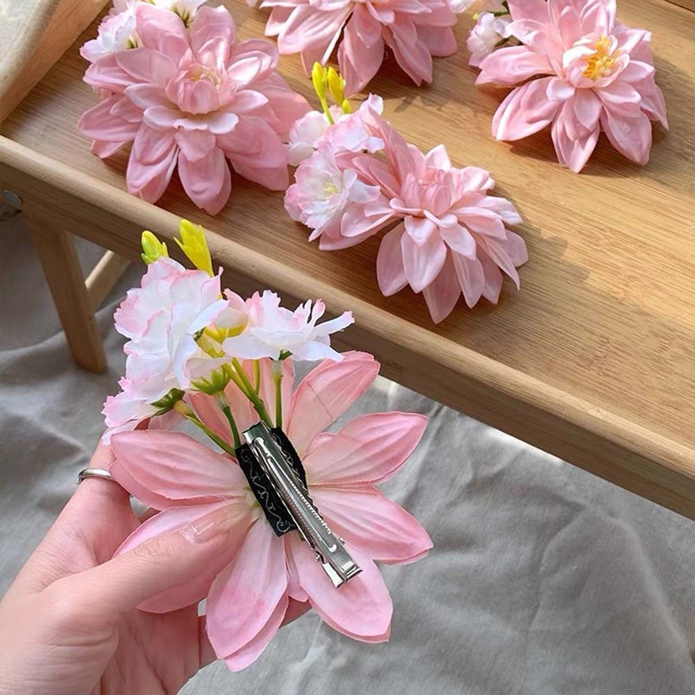 Trendy Pink Flower Hairpin Clip