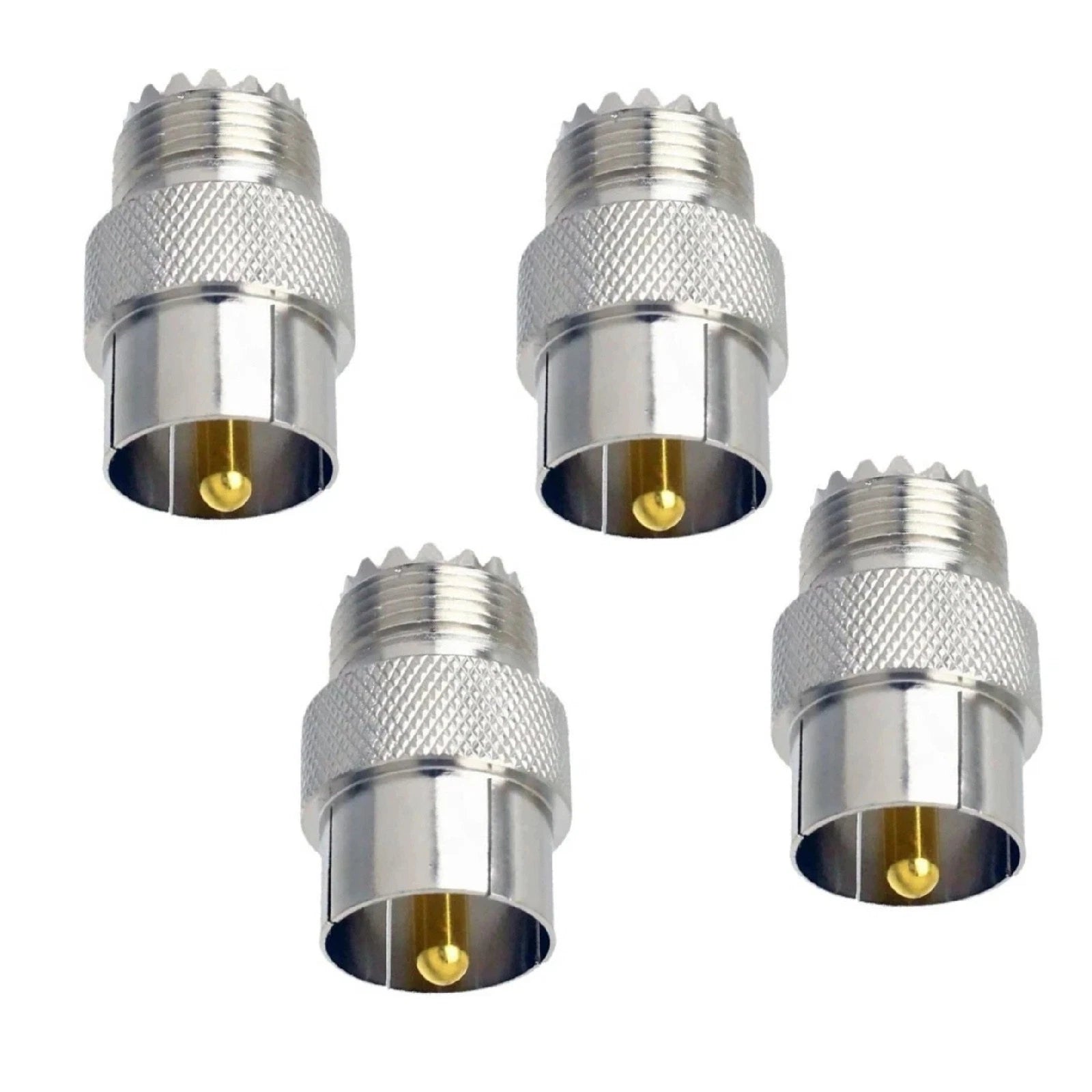 4 Pack Uhf Male To Female Push On Adapter For Antenna Coaxial Cable
