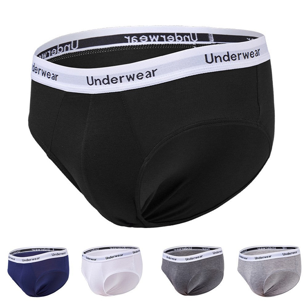 Solid Color Men's Mid Waist Briefs