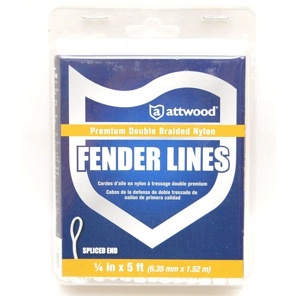 Boat Fender Line 1/4 Inch x 5 FT White Nylon by Attwood