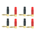 90 Degree Banana Plugs Gold Copper 4mm Dual Screw For 10-18awg