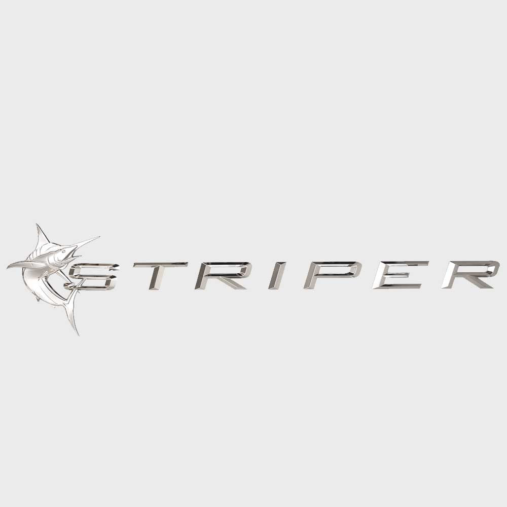 Striper Boat Raised Brand Decal 8154011 | 42 x 10 1/2 Inch SilverOpens