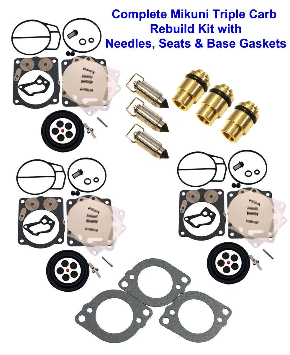 Yamaha Triple Mikuni Carburetor Rebuild Kit W Needle, Seat & Gaskets