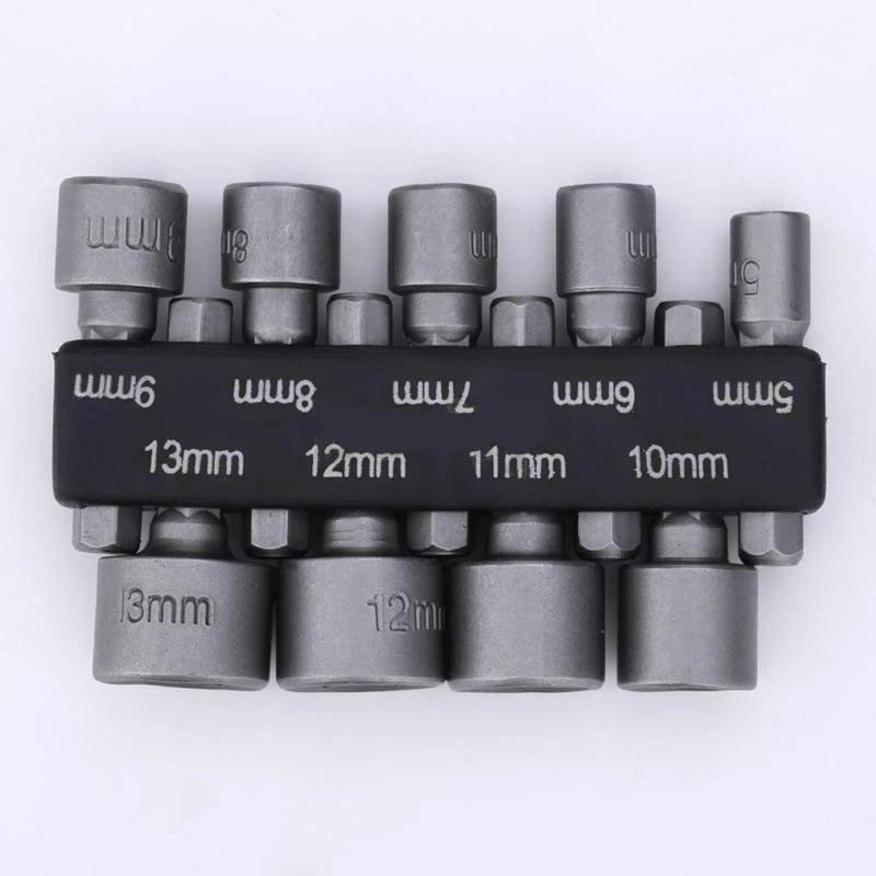 9pcs Metric Hex Socket Drill Bit Set 1/4 Drive Nut Driver-tool Kit