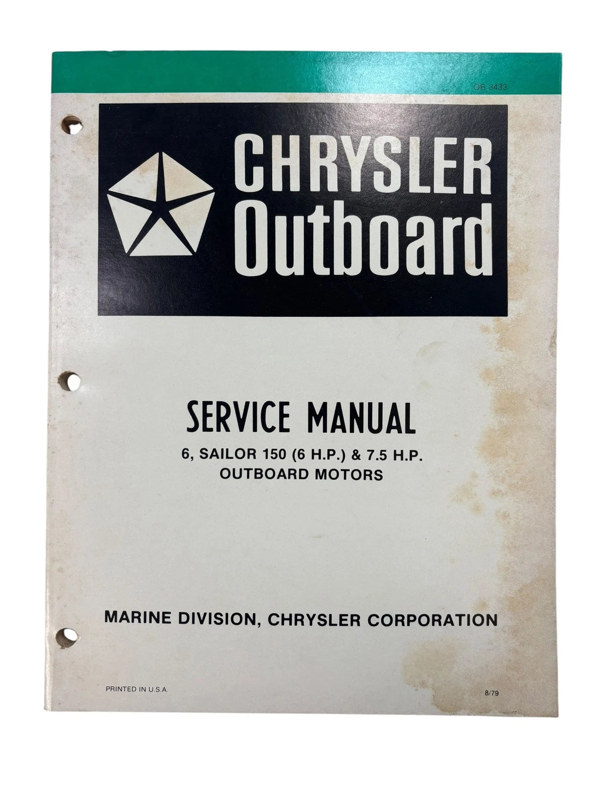 Chrysler Outboards Ob3433, Sailor 150 And 6/7.5 Hp | Hook & Hull Co