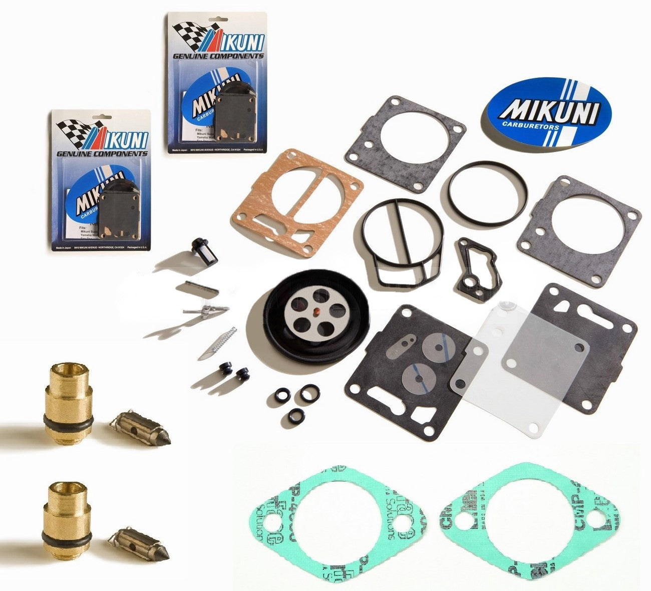 Sea Doo Dual Genuine Mikuni Carb Rebuild Kit Base Gasket & Needle Seat