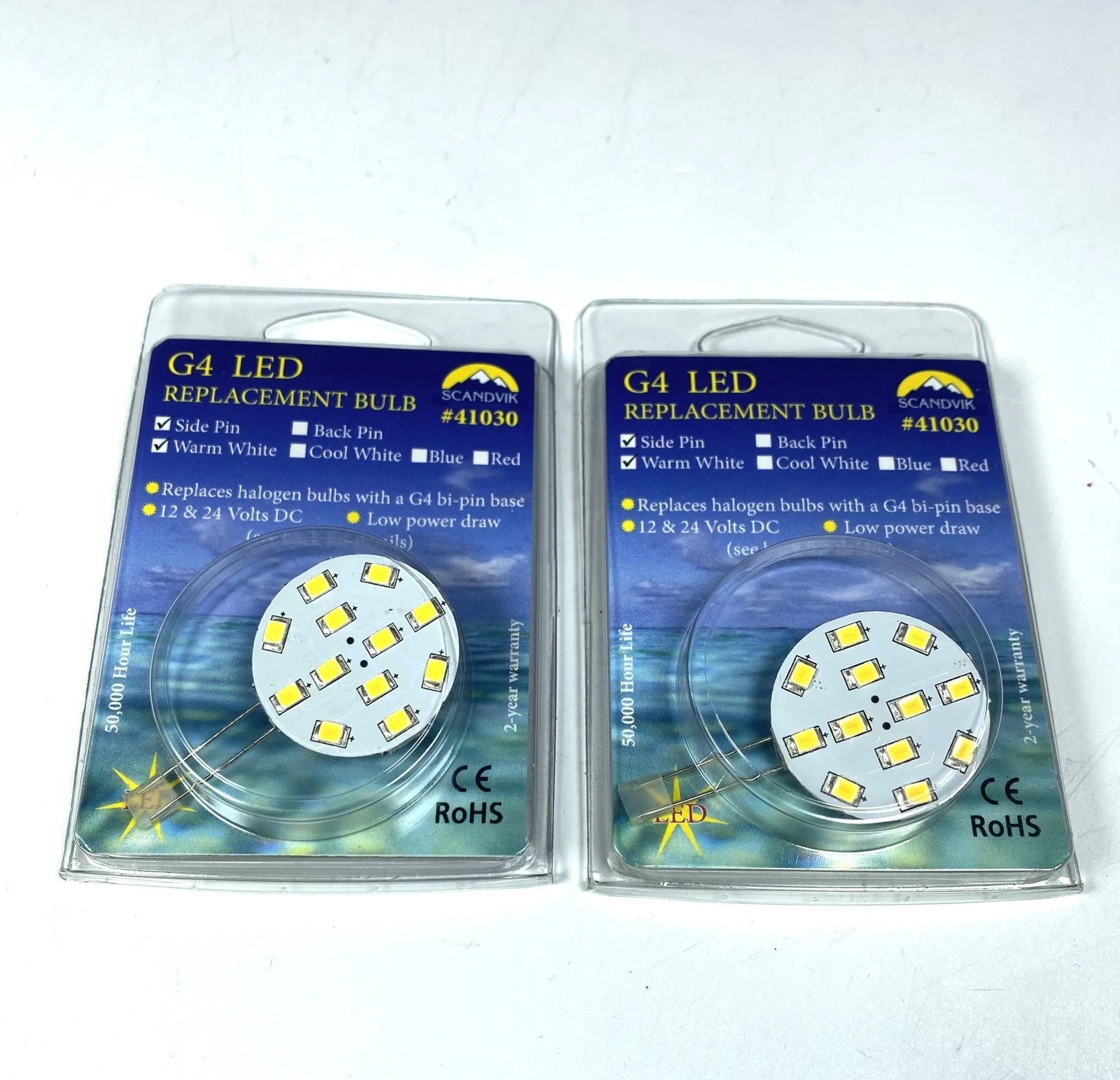 '-New- Scandvik 41030 , G4 Warm White Led 12 / 24V - 2 Pack