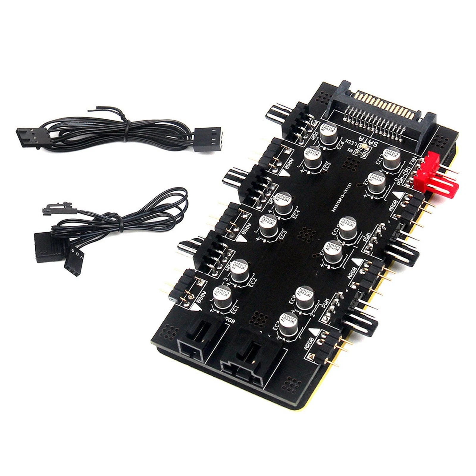 Sata 1 To 6 Way Pwm /Argb Device Expander 4-pin Cooling Fans Hub
