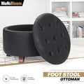 17" Round Storage Ottoman in PU Leather