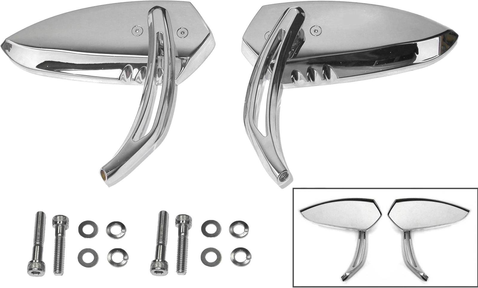 Harddrive Strike Mirror Chrome Pr For V-twin Motorcycles 2000-2023