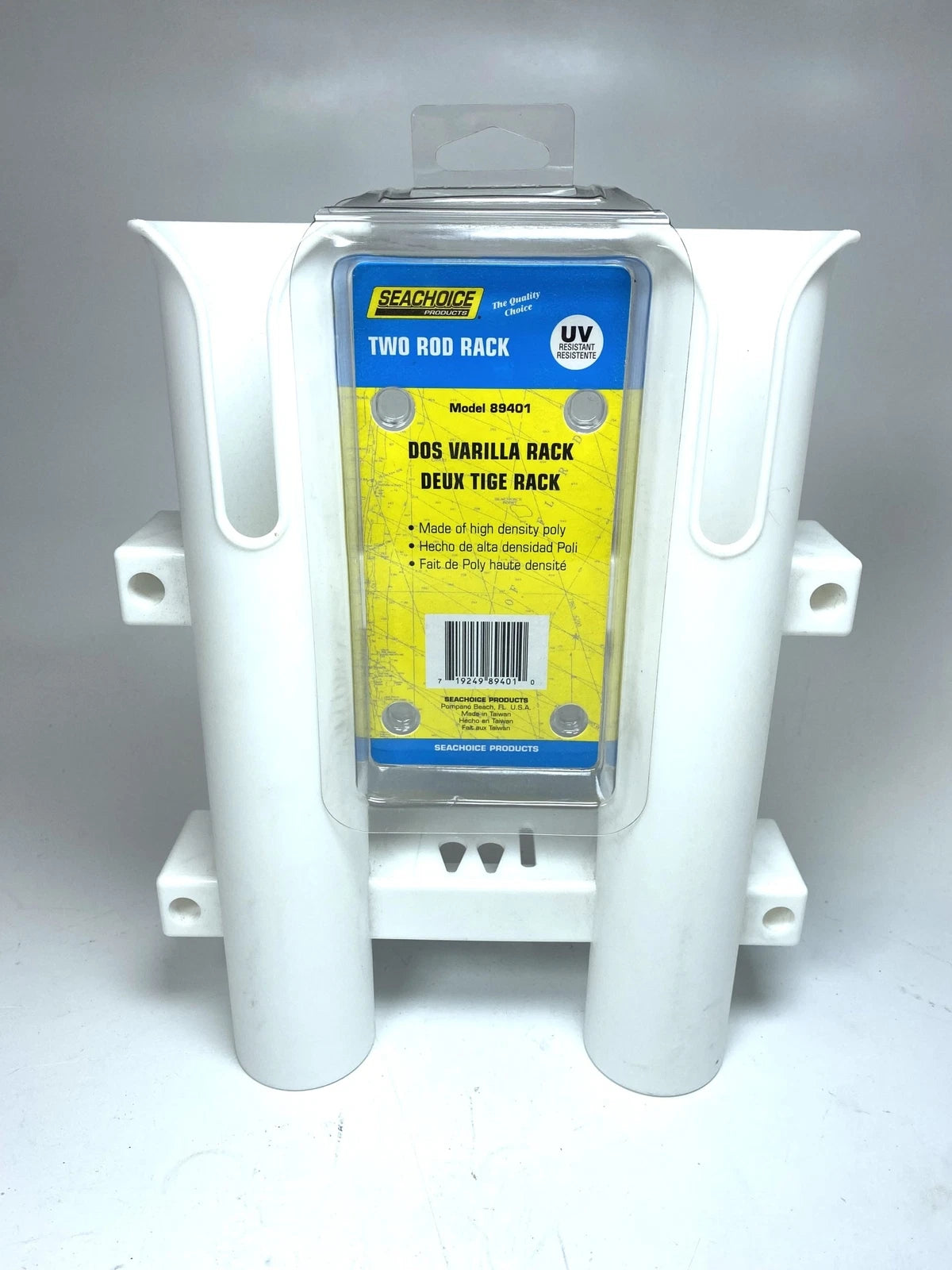 '-New- Seachoice 89401, White Plastic Two Rod Rack